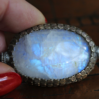 On Hold for J Phases of Life Necklace with Incredible Polished Moonstone Pendants, Sterling Chain & Tassel