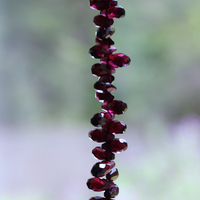 NEW! Courage and Hope Necklace with Hundreds of AAA Faceted Almandine Tear Drops, Unique Black Silk Tassel
