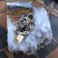 NEW!  Set of Unique Amethyst Slice and Black Agate with Druzy Trinket Dishes