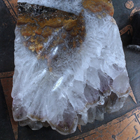 NEW!  Set of Unique Amethyst Slice and Black Agate with Druzy Trinket Dishes