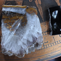 NEW!  Set of Unique Amethyst Slice and Black Agate with Druzy Trinket Dishes