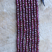 SOLD to J  8 Strand Tiny Faceted Dark Pink Tourmaline Gemstone Bead Necklace with Butter Soft Black Suede Leather Ties and Caps