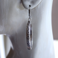 NEW! Solid Sterling Embossed Hoop Earrings with Sterling Euro Leverback Earring Wires