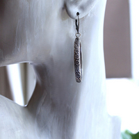 NEW! Solid Sterling Embossed Hoop Earrings with Sterling Euro Leverback Earring Wires