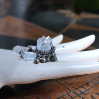 NEW! Unique Antique Kuchi Gypsy Ring with Clear Rock Quartz Points - size 9