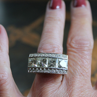 NEW! Custom Made One of a Kind 14 White Gold Certified Charles and Colvard 10.48 Carat Moissanite Ring