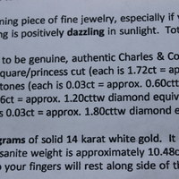 NEW! Custom Made One of a Kind 14 White Gold Certified Charles and Colvard 10.48 Carat Moissanite Ring
