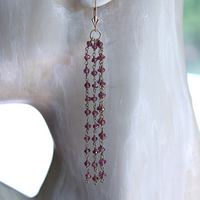 NEW! 14K Gold Filled Wire & Faceted Deep Pink Tourmaline Earrings w/14K Gold Leverback Earring Wires -15% Off with Purchase of Necklace!