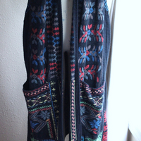 Vintage Biya by Johnny Was Long Embroidered Open Front Vest with Front Pockets