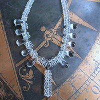When you Can't Find the Words Necklace with Polished Clear Rock Quartz Tear Drops, Faceted Rock Quartz Crystal Beads, Sterling Chain
