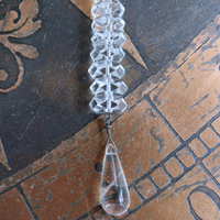 When you Can't Find the Words Necklace with Polished Clear Rock Quartz Tear Drops, Faceted Rock Quartz Crystal Beads, Sterling Chain