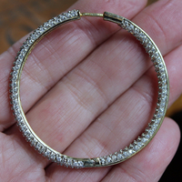 Sterling Vermeil Pave Diamond Inside Out Hoop Earrings