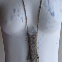 NEW! Love can do That Necklace with Unique Crocheted Chain Pouch & Chain - and Amazing Clear Quartz Spear Point