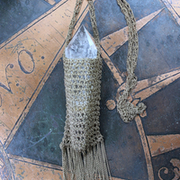 NEW! Love can do That Necklace with Unique Crocheted Chain Pouch & Chain - and Amazing Clear Quartz Spear Point