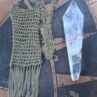 NEW! Love can do That Necklace with Unique Crocheted Chain Pouch & Chain - and Amazing Clear Quartz Spear Point