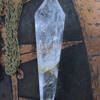 NEW! Love can do That Necklace with Unique Crocheted Chain Pouch & Chain - and Amazing Clear Quartz Spear Point
