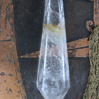 NEW! Love can do That Necklace with Unique Crocheted Chain Pouch & Chain - and Amazing Clear Quartz Spear Point