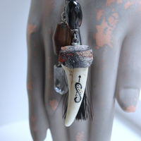 The Art of God Necklace and Bracelet Set with Uniquely Capped Elk Antler Points, Royston Turquoise, Rare Spiral Shell Fossil,Faceted Smoky Quartz & More!