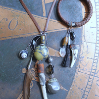 The Art of God Necklace and Bracelet Set with Uniquely Capped Elk Antler Points, Royston Turquoise, Rare Spiral Shell Fossil,Faceted Smoky Quartz & More!