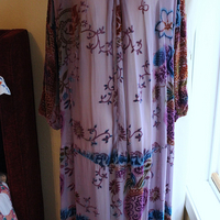RARE Vintage Hand Dyed Silk Velvet URU Duster with Shawl Collar, Patch Pockets