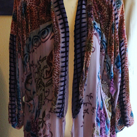 RARE Vintage Hand Dyed Silk Velvet URU Duster with Shawl Collar, Patch Pockets