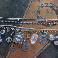Unique 5 Strand Anklet w/21 Vintage & Antique Dangles - Unusual Sterling Spare $ Locket,Faceted Rock Quartz Point & Drop - and Much More!