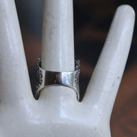 Amazing Wide 18K White Gold Diamond Ring with 18 Rows of Round & Baguette Diamonds and Square Princess Cut Diamond 