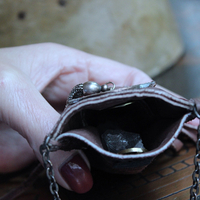 NEW! Unusual Leather Pouch Necklace with Rare 1907 IOOF Medal Set, OOAK Multi Terminated Clear Rock Quartz Crystal Point,Vintage Chain Tassel and Link Chains