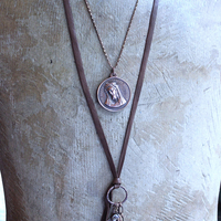 Blessed Be Necklace with Rare Antique Bronze Sculptural Medal & Vintage Chain - 50% Off with Purchase of Matching Necklace!