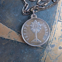Blessed Be Necklace with Rare Antique Bronze Sculptural Medal & Vintage Chain - 50% Off with Purchase of Matching Necklace!