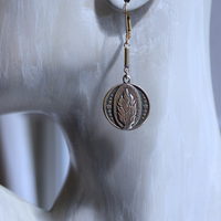 The Power lies Within Earrings with Rare Burning Bush Medals, Vintage Bar Link Connectors & Leverback Earring Wires