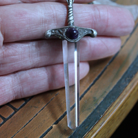 NEW! Of the Soul Necklace w/Unique Crocheted Clear Quartz Beads,RARE Sterling Sword with Water Clear Quartz Crystal Point & More!