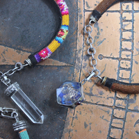 NEW! Set of 5 Woven Serape Textile & Sterling Stacking Bracelets with Multiple Drops & Dangles - lots of Sterling & Unique Pieces!