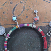 NEW! Set of 5 Woven Serape Textile & Sterling Stacking Bracelets with Multiple Drops & Dangles - lots of Sterling & Unique Pieces!