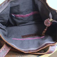 NEW! Vintage JP & Mattie Leather and Antique Applique Textile Bag 
