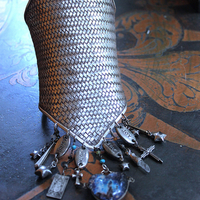 NEW! The Heirophant Wide Sterling Weave Cuff Bracelet with Heart Shaped Glass Pillars of Creation,Sterling Engraved Heirophant Medal, Sterling Stars & More!