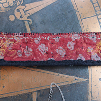 NEW! Antique Hmong Textile Cuff Bracelet & Necklace Set w/Freeform Citrine Point,Vintage Fragment Chain,Hand Stitched Beads