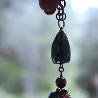 NEW! Multi Gem Tassel Necklace & Earring Set w/Barrel Cut Bi Color,Pink & Green Tourmaline,Antique Enamel Beads, Sterling Findings &  More!