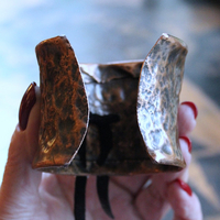 NEW! The Connection Cuff Bracelet & Ring Set with Free Form Clear Rock Quartz, Hand Wrought Hammered Copper Cuff & Ring