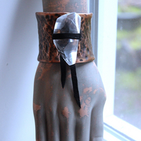 NEW! The Connection Cuff Bracelet & Ring Set with Free Form Clear Rock Quartz, Hand Wrought Hammered Copper Cuff & Ring