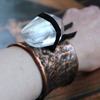 NEW! The Connection Cuff Bracelet & Ring Set with Free Form Clear Rock Quartz, Hand Wrought Hammered Copper Cuff & Ring