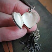  Our Mother Necklace w/RARE Tiny Sterling Ex Voto Locket,Sterling Mother's Heart Medal,Penin Marian Medal,Antique Sterling Nun's Cross