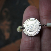 Antique Mercury Dime Love Token Earrings w/Antique French Marian Medals,Antique French Mother of Pearl Rosary Beads,Sterling Earring Wires