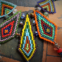 If you Knew Necklace w/Hand Loomed Seed Bead Findings,Vintage French Marian Medal,Crosses,Sacred Hearts,Seed Bead Tassel,Sterling Link Chain