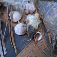 NEW! Authentic Native American Animal Spirit Wall Piece with Ram Skull,Jaw,Horn and Hoof, Beaded Findings, Shells, Leather and Carved Wood