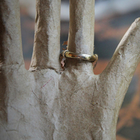 Spiritus Sancti Ring w/Antique Holy Spirit Dove,Antique Sterling Vermeil Cross,Gold Fill Chain Tassel,Vintage Faceted Rhinestone Connector