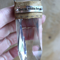 NEW! God is within Her Necklace with Amazing Far Infrared Faceted Tower Point Pendant, Unique Silver Chain & Super Soft Suede Leather