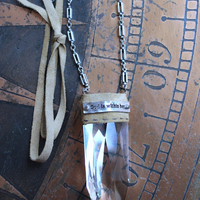 NEW! God is within Her Necklace with Amazing Far Infrared Faceted Tower Point Pendant, Unique Silver Chain & Super Soft Suede Leather