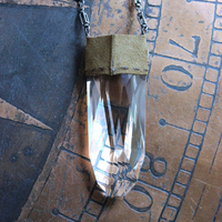 NEW! God is within Her Necklace with Amazing Far Infrared Faceted Tower Point Pendant, Unique Silver Chain & Super Soft Suede Leather