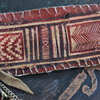 Fire in Her Soul Bracelet with Antique Hand Carved Leather Cuff,Engraved Metal Finding,Leather Tassel,Solar Eclipse Dangle,Carved Carnelian & More!